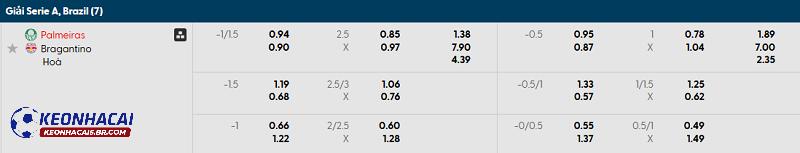 Tỷ lệ soi kèo Palmeiras vs Bragantino Tỷ lệ soi kèo Palmeiras vs Bragantino